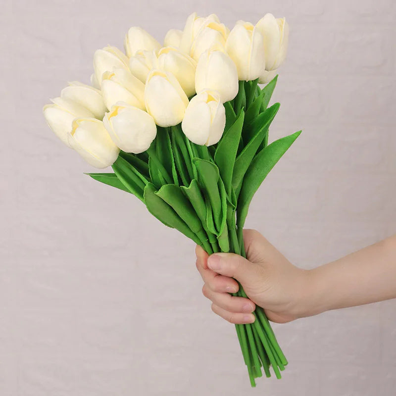 20Pcs/3Pc/5Pc/10Pc Bouquet Silicone Artificial Tulip Wedding Home Decoration Bouquet with Stems for Home Wedding Decoration