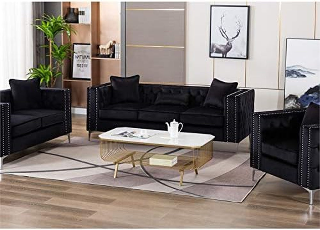 Lorreto Black Velvet Sofa