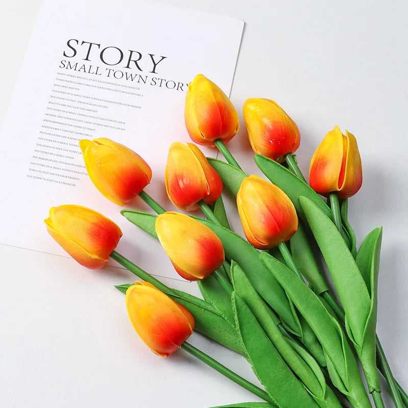 20Pcs/3Pc/5Pc/10Pc Bouquet Silicone Artificial Tulip Wedding Home Decoration Bouquet with Stems for Home Wedding Decoration