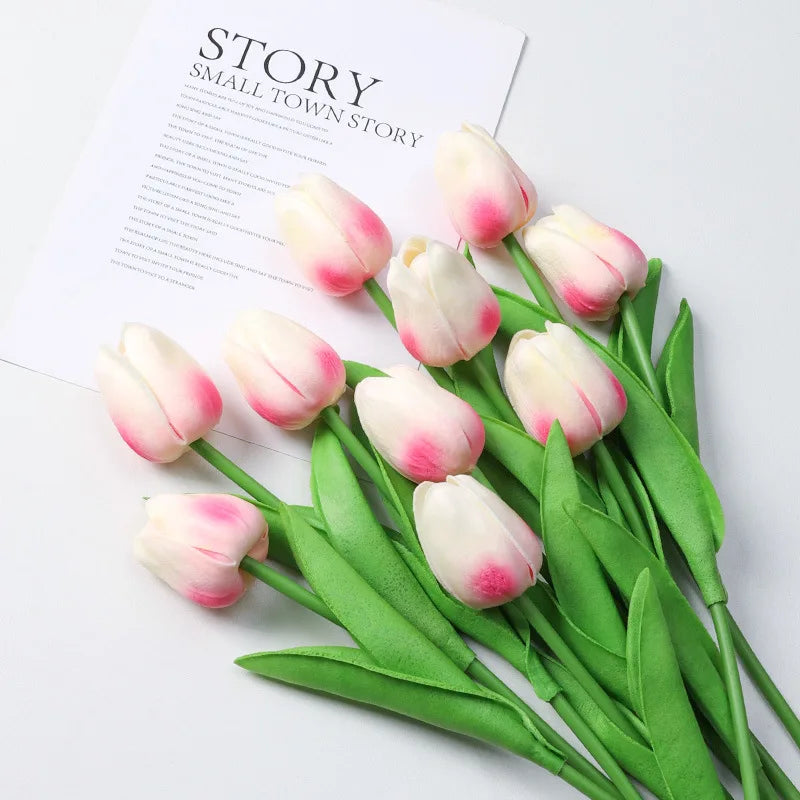 20Pcs/3Pc/5Pc/10Pc Bouquet Silicone Artificial Tulip Wedding Home Decoration Bouquet with Stems for Home Wedding Decoration