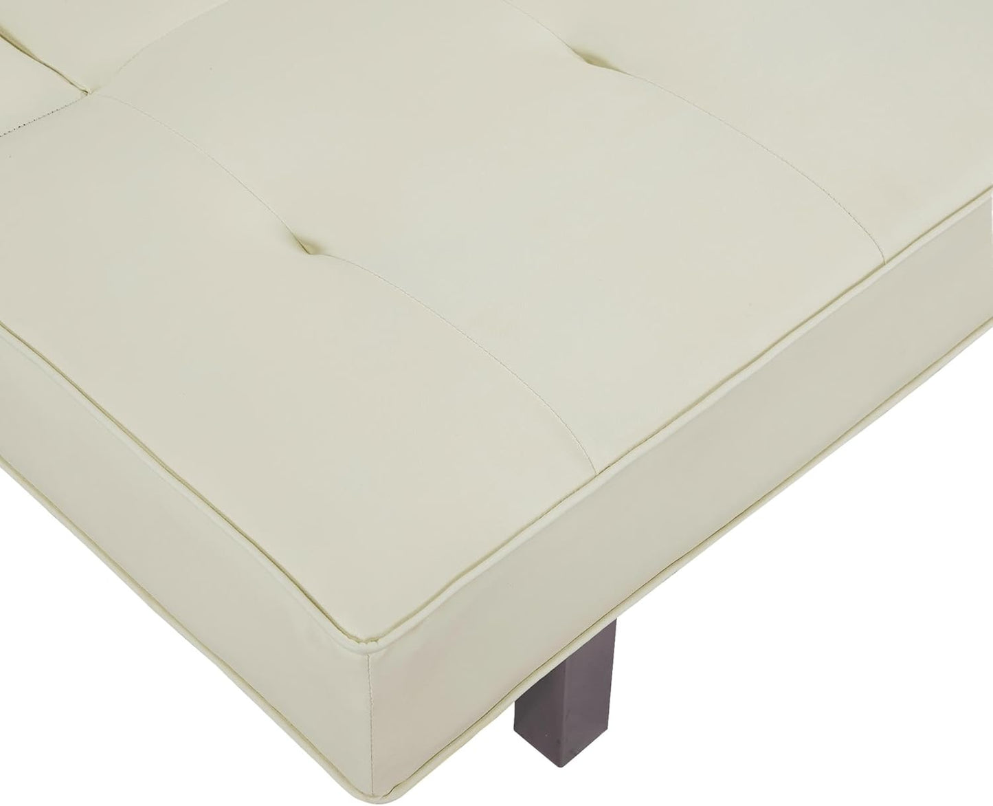 Astrid Futon Sofa Bed Faux Leather Futon Couch Modern Convertible Folding Sofa Bed Couch with Chrome Legs Reclining Mini Coach Leather Futons Small for Bedroom Living Rooms Office - Cream
