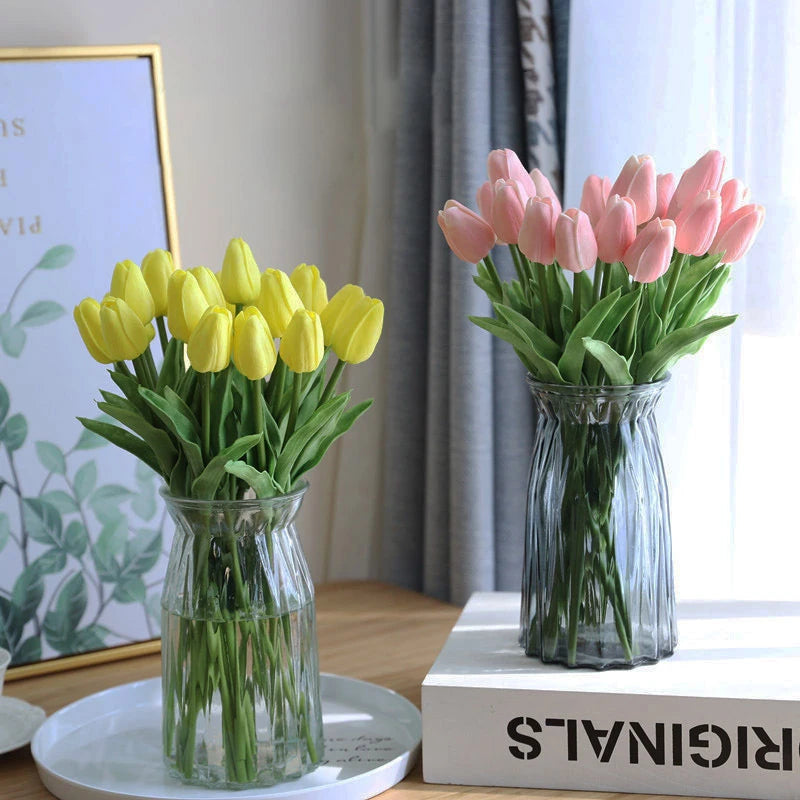 20Pcs/3Pc/5Pc/10Pc Bouquet Silicone Artificial Tulip Wedding Home Decoration Bouquet with Stems for Home Wedding Decoration