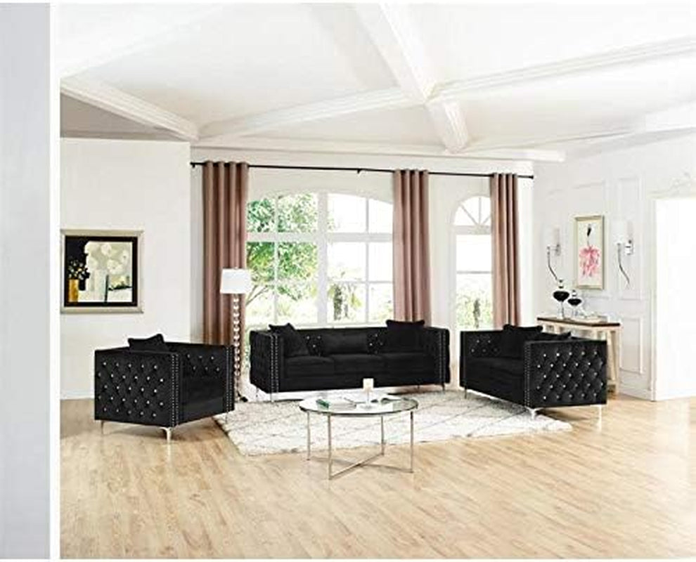 Lorreto Black Velvet Sofa