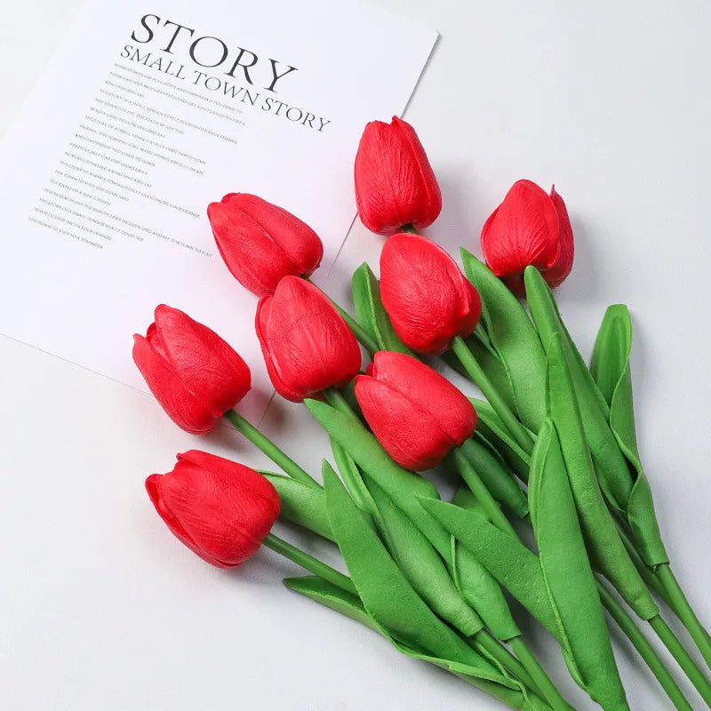 20Pcs/3Pc/5Pc/10Pc Bouquet Silicone Artificial Tulip Wedding Home Decoration Bouquet with Stems for Home Wedding Decoration