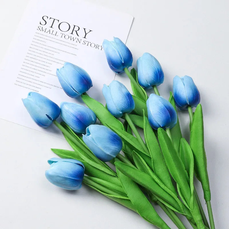 20Pcs/3Pc/5Pc/10Pc Bouquet Silicone Artificial Tulip Wedding Home Decoration Bouquet with Stems for Home Wedding Decoration