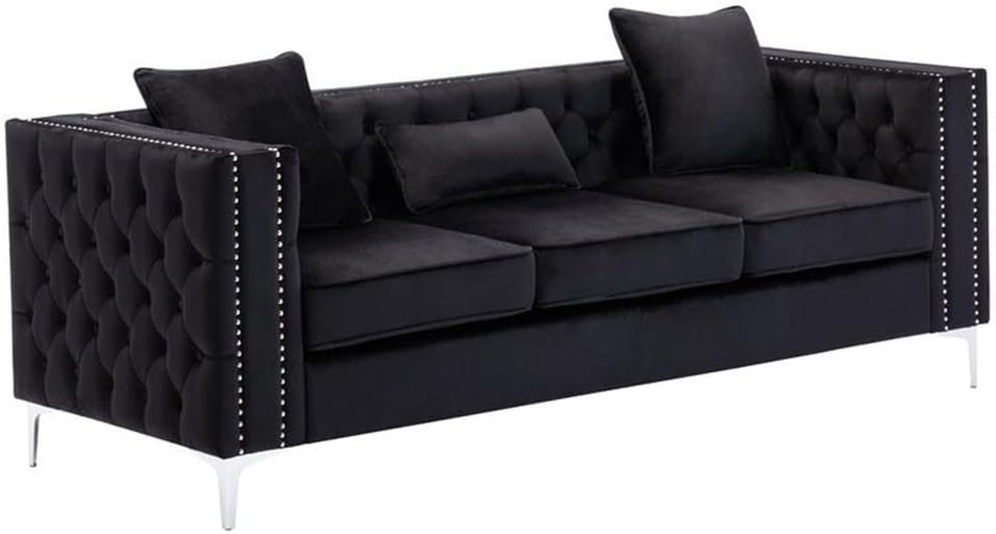 Lorreto Black Velvet Sofa