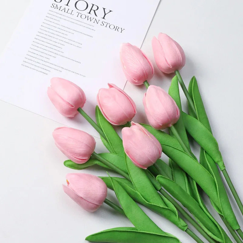 20Pcs/3Pc/5Pc/10Pc Bouquet Silicone Artificial Tulip Wedding Home Decoration Bouquet with Stems for Home Wedding Decoration