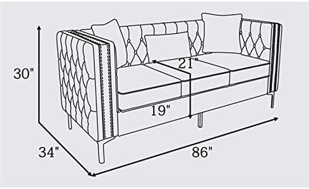 Lorreto Black Velvet Sofa