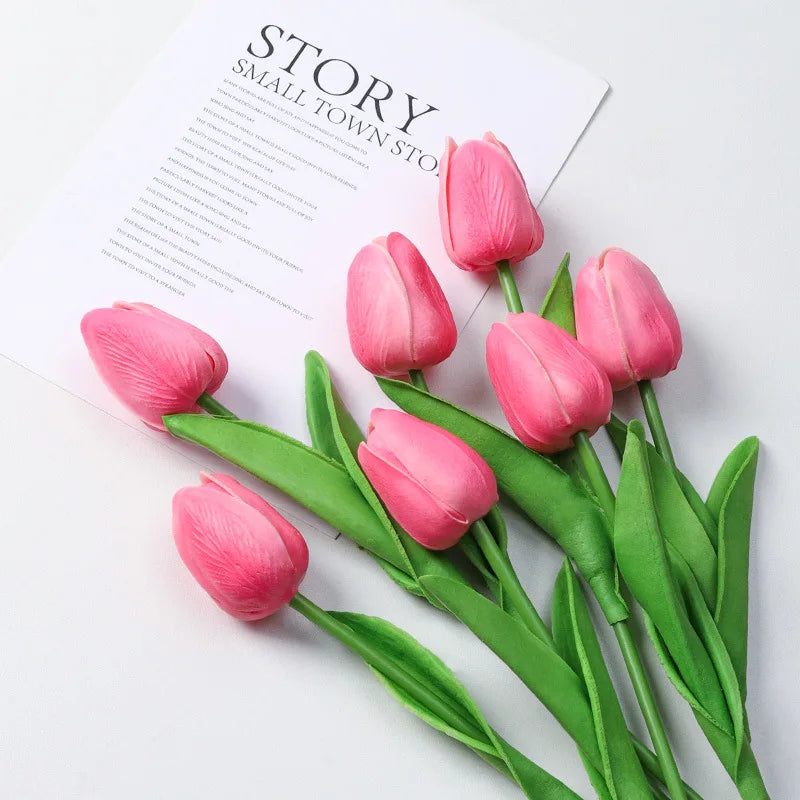 20Pcs/3Pc/5Pc/10Pc Bouquet Silicone Artificial Tulip Wedding Home Decoration Bouquet with Stems for Home Wedding Decoration