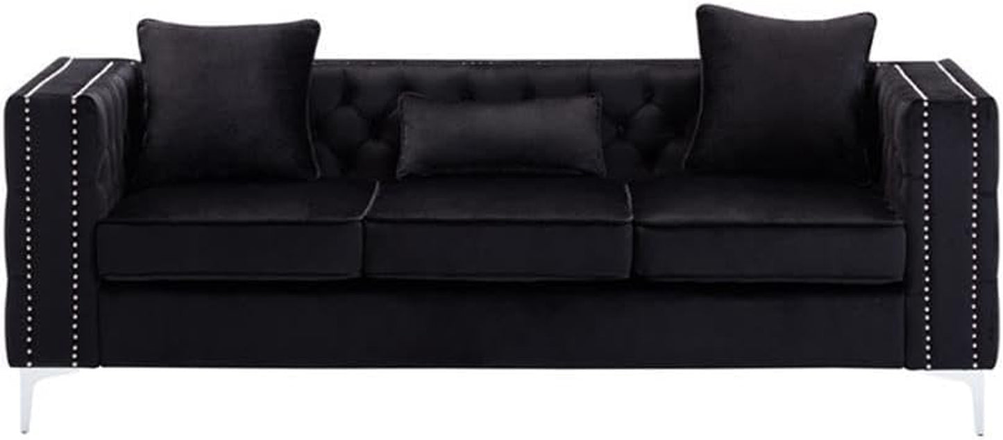 Lorreto Black Velvet Sofa
