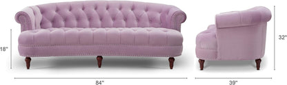 Sofa Ariana Victorian Chesterfield Tufted, Lavender Velvet