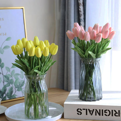 20Pcs/3Pc/5Pc/10Pc Bouquet Silicone Artificial Tulip Wedding Home Decoration Bouquet with Stems for Home Wedding Decoration