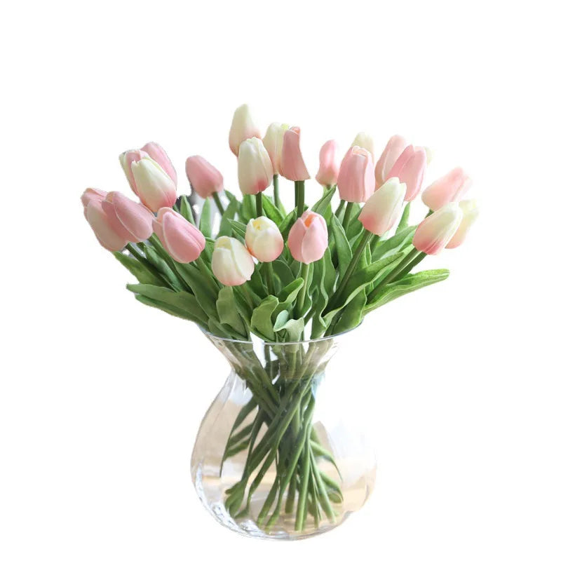 20Pcs/3Pc/5Pc/10Pc Bouquet Silicone Artificial Tulip Wedding Home Decoration Bouquet with Stems for Home Wedding Decoration