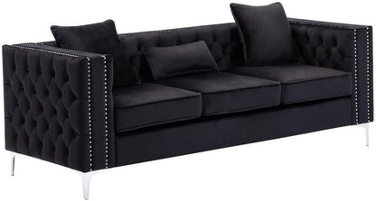 Lorreto Black Velvet Sofa