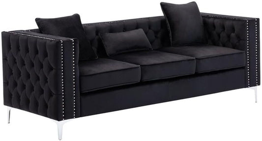 Lorreto Black Velvet Sofa