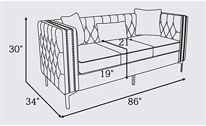 Lorreto Black Velvet Sofa